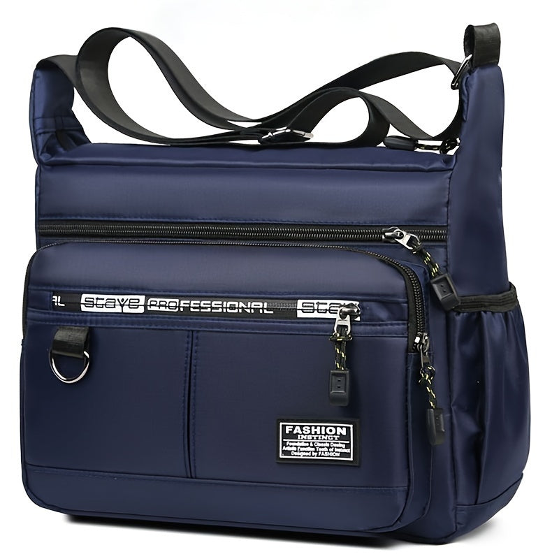 Men's Oxford cloth waterproof crossbody bag with large capacity, perfect for leisure travel or student storage.