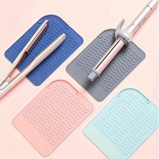 Heat-resistant silicone mat for hair tools - shields surfaces from straighteners, flat irons, and curling irons