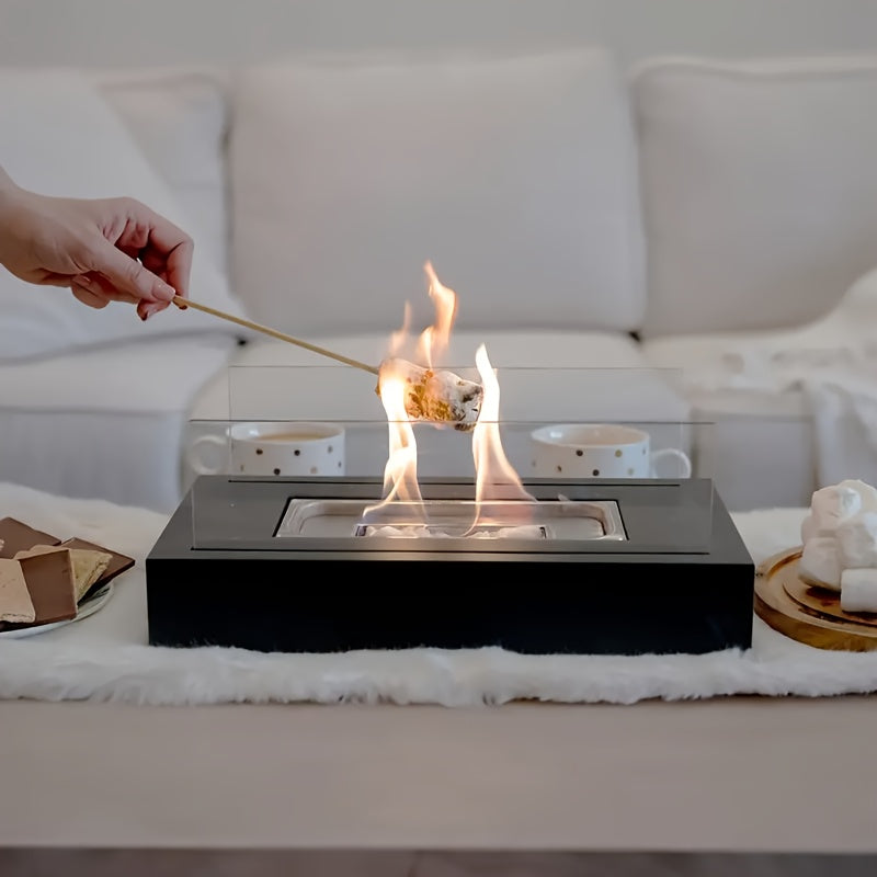 The Bestselling Classic Desktop Fireplace from Amazon is a Portable Outdoor Fireplace Lamp that doubles as a Small Flame Heater. Made of durable metal, it features an elegant Flame Atmosphere design with two Transparent Glass panels on the sides. Easy to