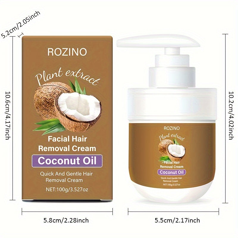 ROZINO Hair Removal Cream, 100g - Gentle & Hypoallergenic, Alcohol-Free, Ideal for Sensitive Areas, Moisturizing Formula for Smooth Skin