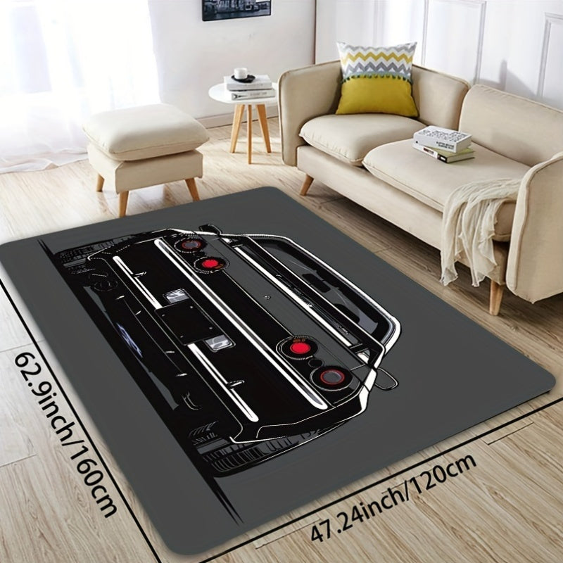 Soft Area Rug with Creative Car Design - Made from Machine Washable Polyester, Suitable for Room and Bedroom. Non-Slip and Durable for Home Kitchen and Entryway. Enhance Your Living Space with this Decorative Floor Carpet.