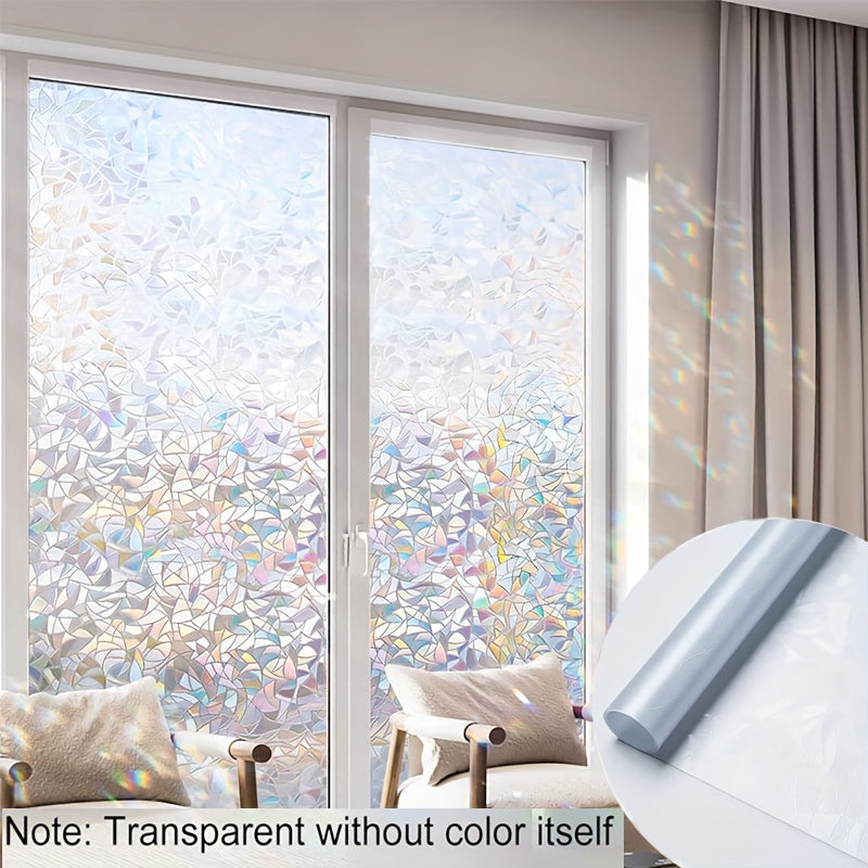 Decorate your bedroom or living room with this 1pc Rainbow Window Privacy Film. The 3D decorative window vinyl mimics stained glass, adding a unique touch to your home decor. The static cling makes installation easy and mess-free.