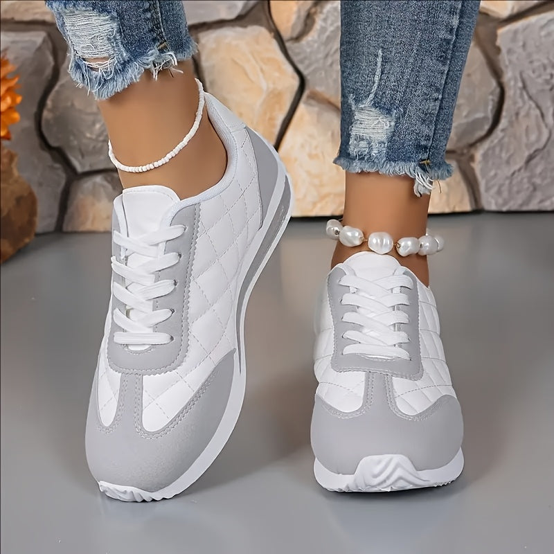 Women's retro casual sneakers - lightweight, lace-up, breathable fabric, all-season sports shoes