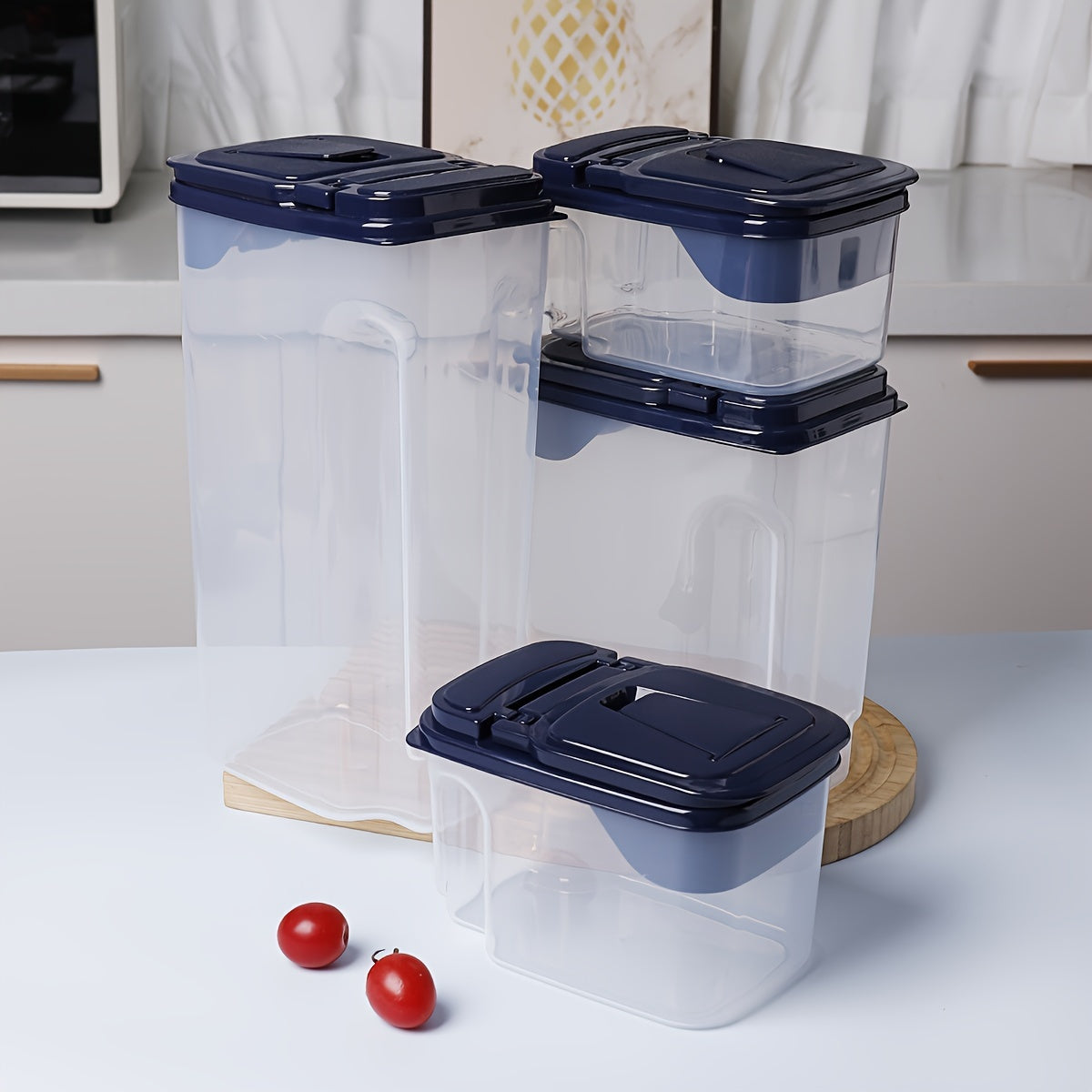 1pc/4pcs Pet Sealed Food Storage Container, Transparent, Moisture-proof, Groove Design