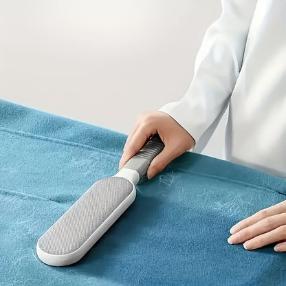 The Reusable Static Dust Brush is a non-electric tool designed for removing pet hair and fibers from clothes. It features an easy-grip plastic handle and automatic lint remover technology, making it perfect for cat hair, clothes, sofas, furniture