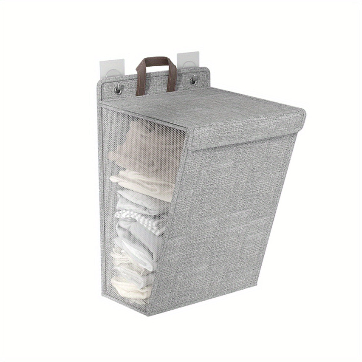 Fabric wall hanging hamper with 1 piece, perfect for organizing laundry in a stylish and casual manner. Features multiple compartments and an extended shape, suitable for use in the bathroom, bedroom, living room, or any area in need of home organization.