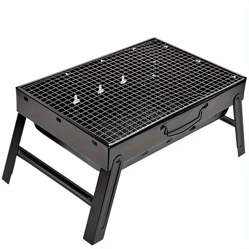 Set of 2 Portable Folding BBQ Grills, Smokeless Charcoal Barbecue with Detachable Cover, Made from BPA-Free Metal, Safe for Food, No Electricity Required, Perfect for Camping and Picnics Outdoors