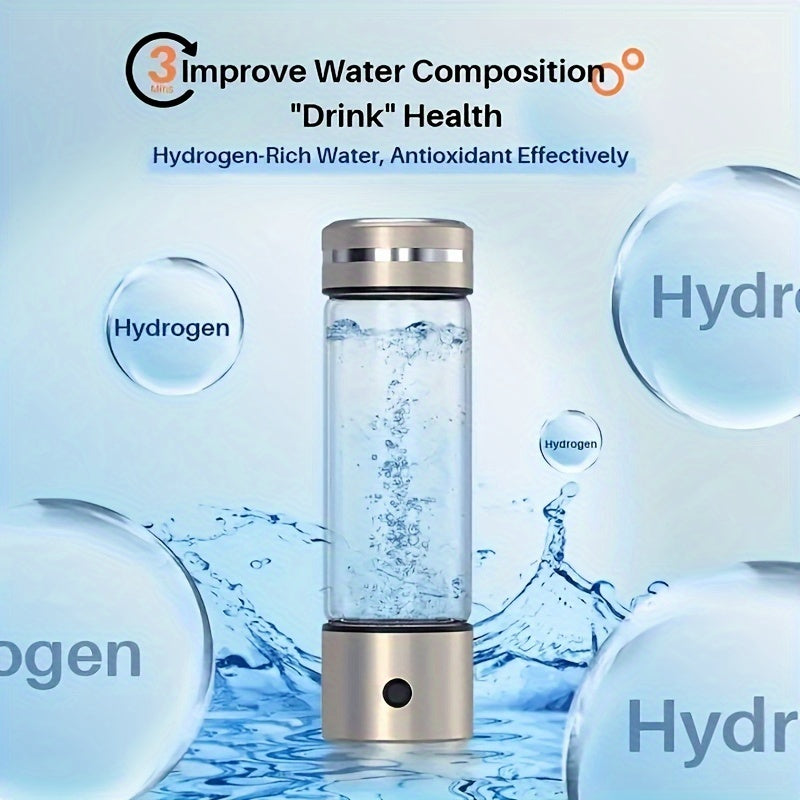 Portable Hydrogen-Rich Water Bottle with a capacity of 330ml - Conveniently USB Rechargeable, Perfect for Active Individuals who enjoy Sports and Fitness