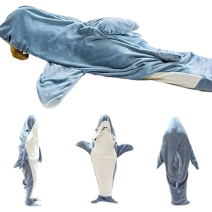 The Shark Wearable Blanket Hoodie is perfect for adults who love cute animal themes. Made with soft and cozy polyester knit, this portable blanket comes with a convenient hood for extra warmth. It is machine washable for easy care and can be worn as a