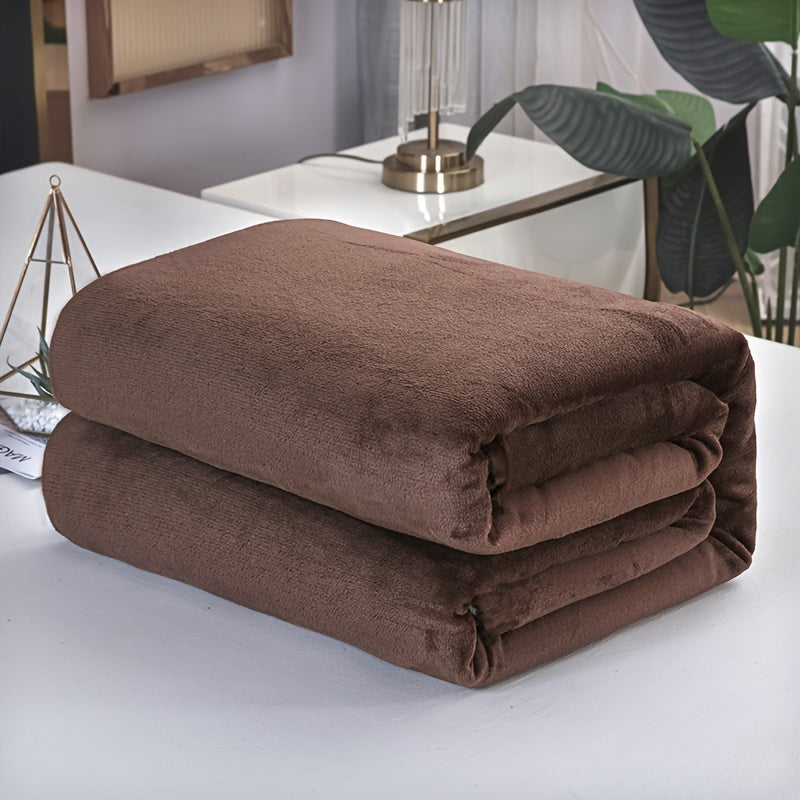 Luxurious Ultra-Soft Flannel Blanket in Solid Color, Contemporary Style – Cozy Plush Bedding Cover, Pillow Inserts or Cases Not Included.