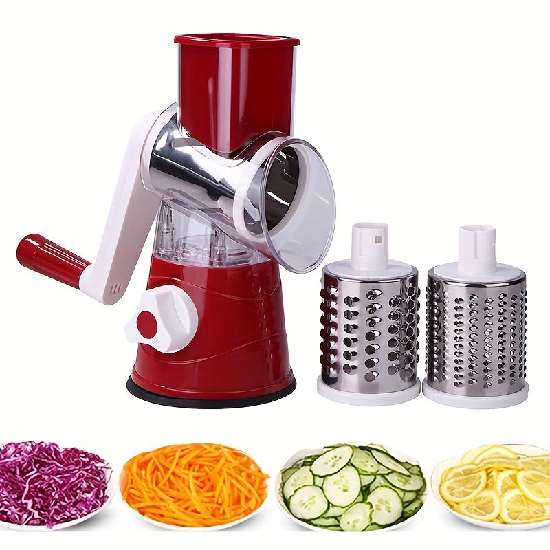 One-piece Vegetable Slicer with Multifunctional Fruit Slicer, TableTop Drum Grater, Manual Food Grater, Roller Vegetable Grater, Potato Cutter, Household Potato Chopper - Kitchen Stuff Gadgets and Accessories.