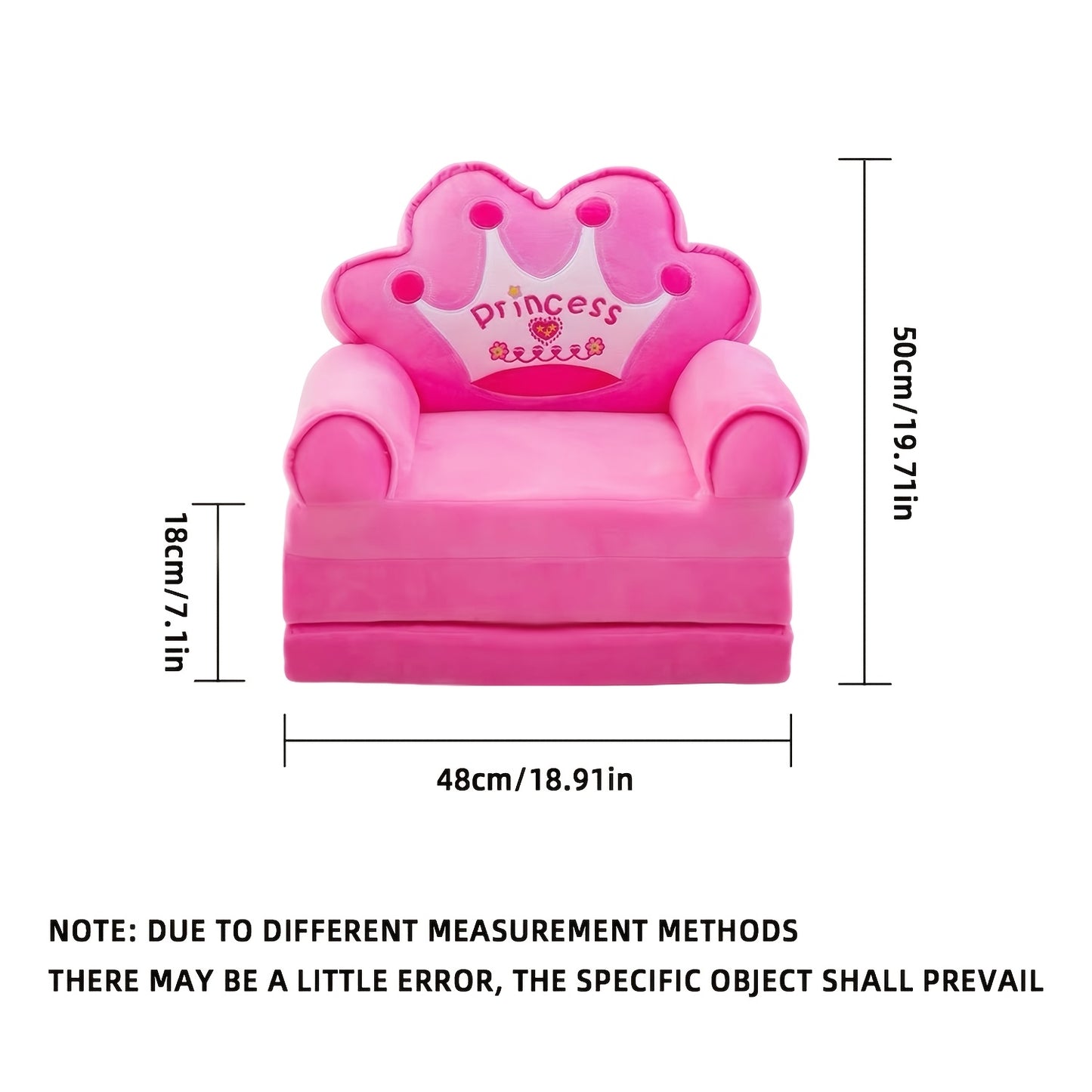 1pc Foldable Princess Themed Sofa Bed, Ergonomic Design, No Electricity or Wooden Materials, Independent, Storage Capacity <3.2 Cubic Feet, Height <68.58 cm After Assembly, Mixed Color