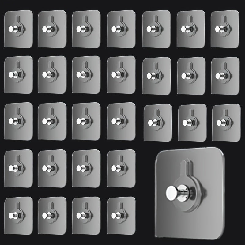 10 self-adhesive wall hooks with 5.9kg capacity for easy installation of pictures, bags, and more without drilling.