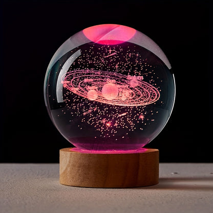 3D solar system night light with crystal glass ball, perfect astronomy gift for astronomy lovers. Can be used as a bedside Christmas gift for boyfriends and girlfriends.