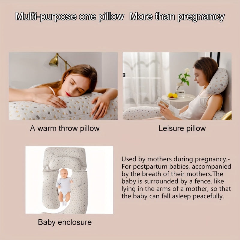 Dark Grey Maternity Pillow with Ultra-Soft Velvet Cover and Removable U-Shaped Full Body Support