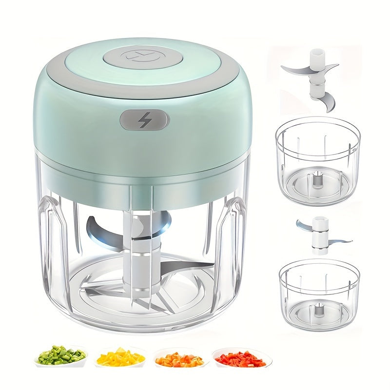 USB Rechargeable Mini Food Processor with Powerful Blender, Easy-Clean Design for Kitchen Use - Portable Electric Garlic & Vegetable Chopper