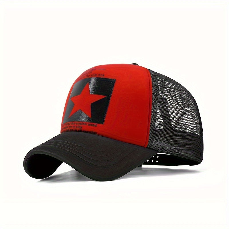 Pentagram Print Unisex Trucker Hat, Breathable Mesh, Lightweight Baseball Cap for Men and Women