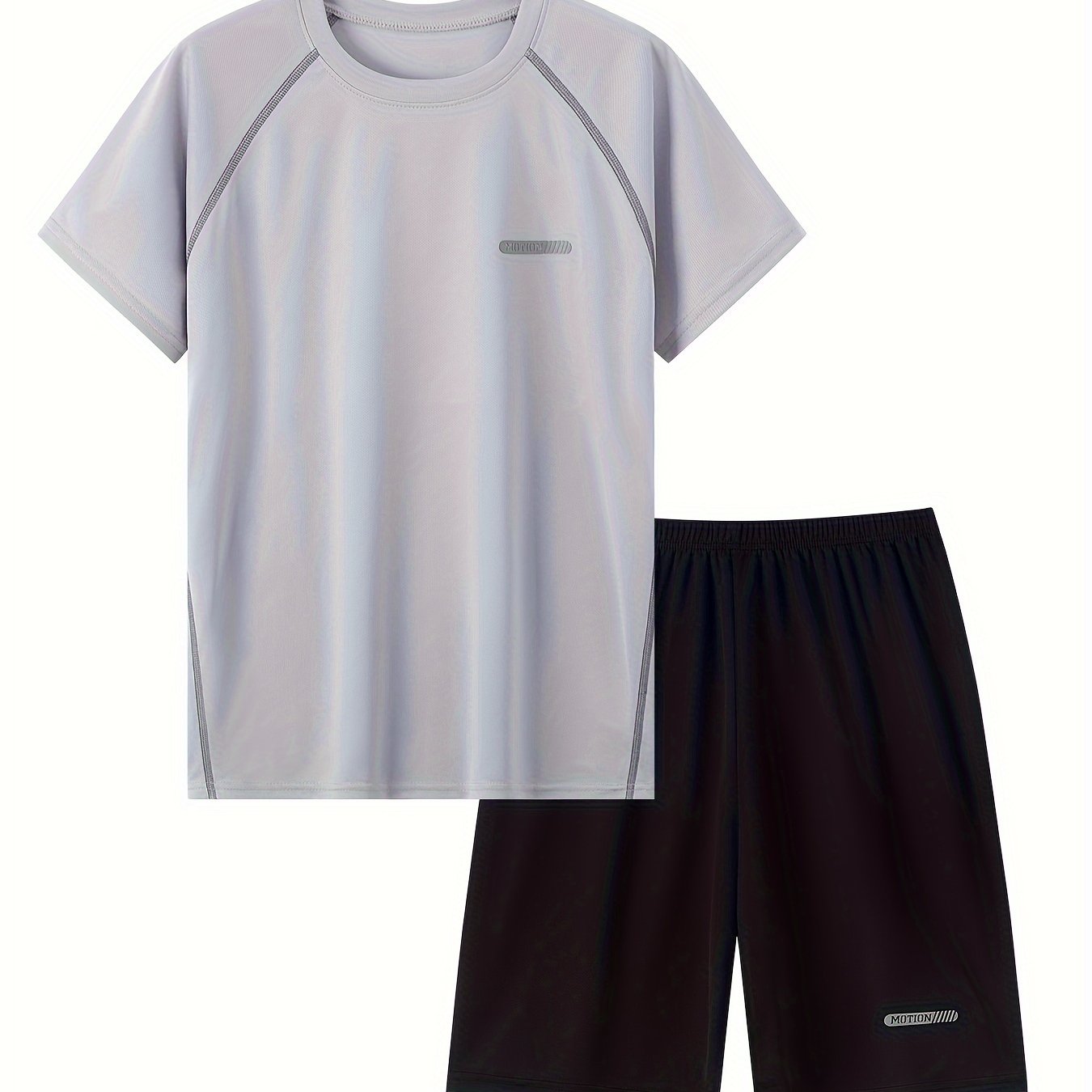 Two-piece summer athletic set for boys aged 13-16, includes quick-dry T-shirt and shorts for outdoor sports.