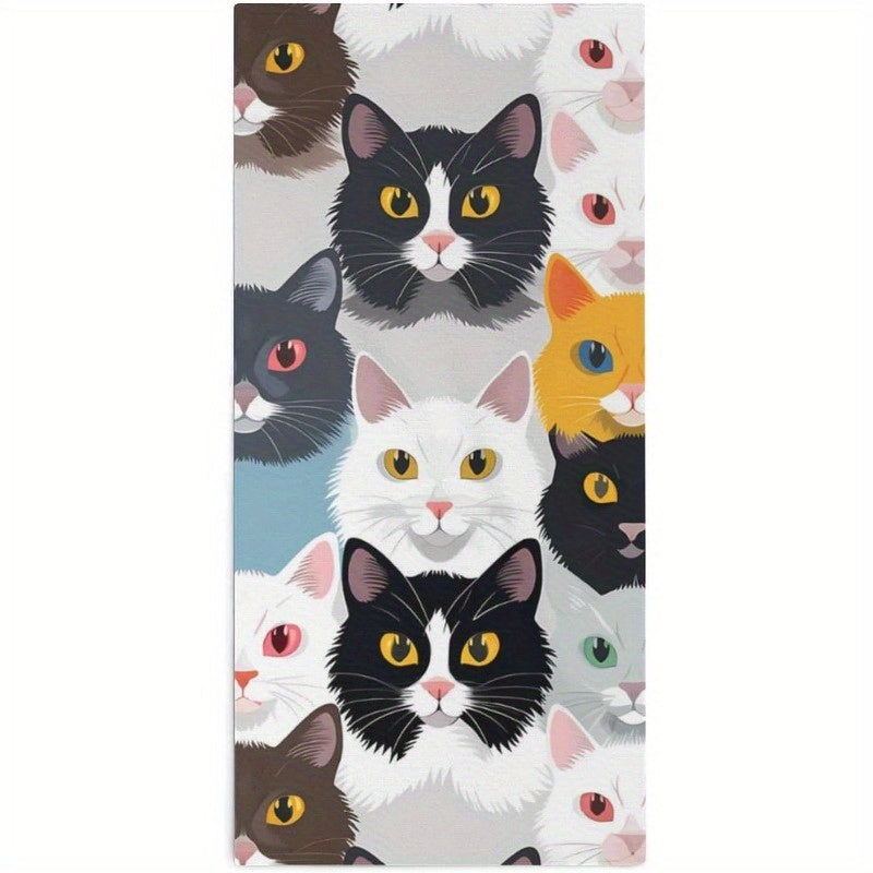 Soft, cat-themed bath towel for gym and bathroom use. Quick dry, lightweight, and machine washable. Size: 45.72x66.04 cm. 1pc. Suitable.