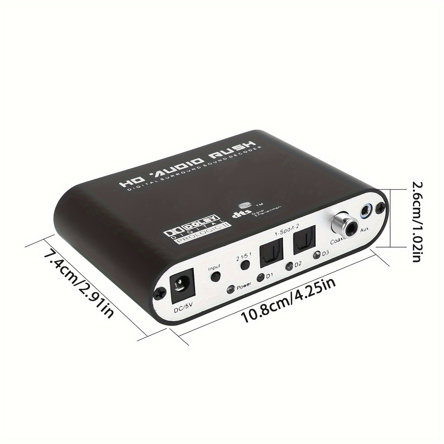 Digital Optical Coaxial to Analog Audio Converter, 5.1 Channel DTS AC-3 Decoder, Supports Dolby Digital, USB Powered, TV/PS3/PS4/Projector Compatible.