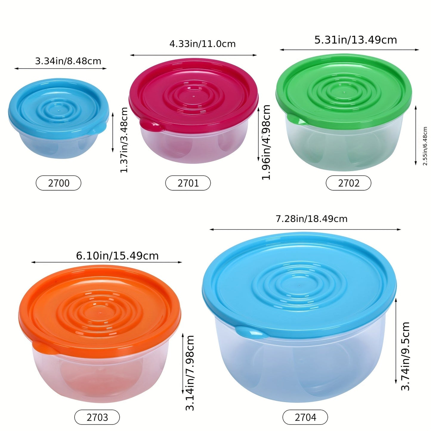 A collection of square and round plastic storage containers with airtight seals, perfect for keeping food organized in the refrigerator.