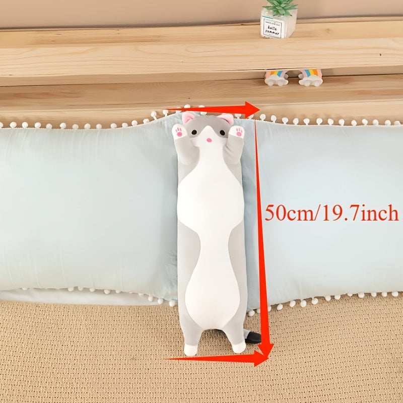 50/70cm cat-shaped pillow, contemporary style plush toy, home decor, gift cartoon plush, hypoallergenic polyester, machine washable, medium firmness, whole body support, portable, 100-120 gsm fabric weight.