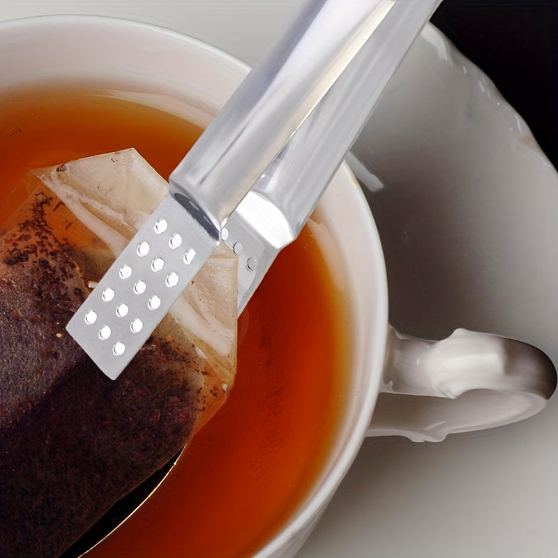 Stainless Steel Tea Bag Squeezer and Strainer - Great for Grasping Ice Cubes and Loose Tea Bags - Suitable for Black, Herbal, and Earl Grey Teas - 1 Piece