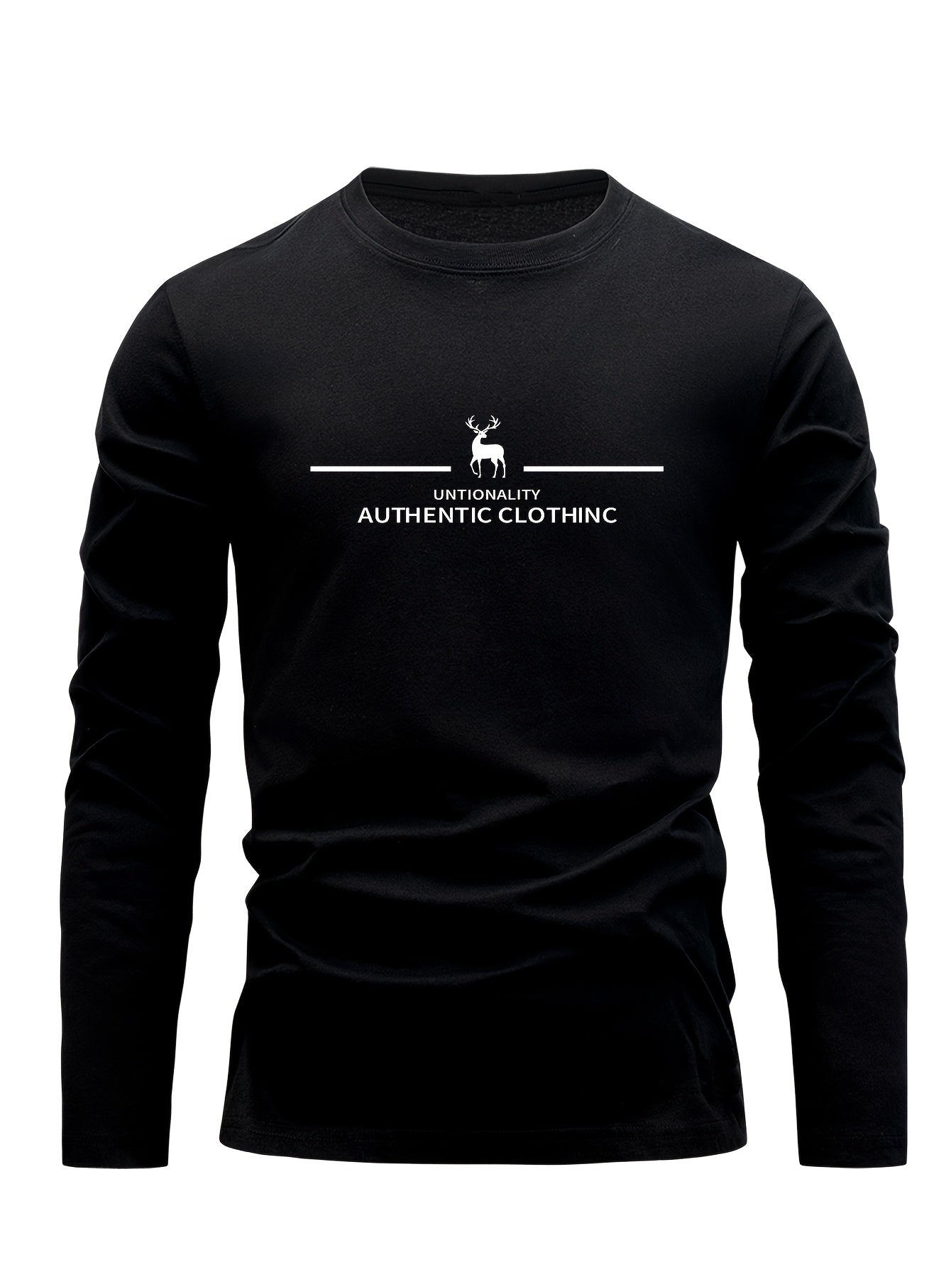 Men's 3-piece cotton long sleeve t-shirts with deer print, ideal for sports and outdoor activities.