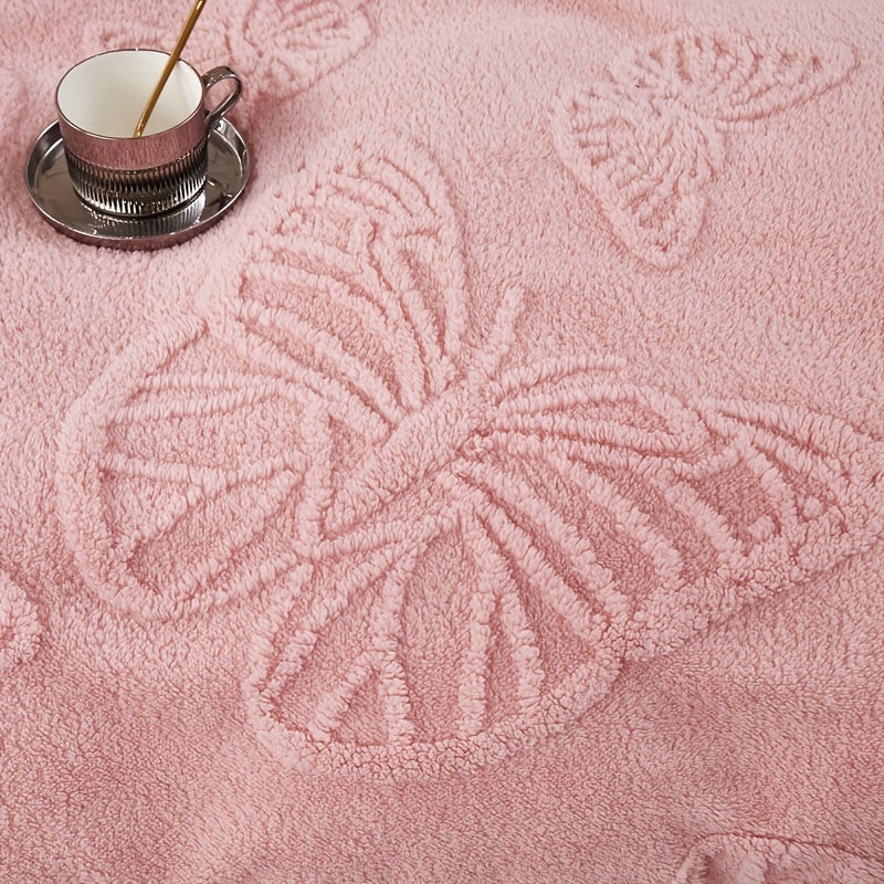 1 piece of Taffeta Solid Color Jacquard Blanket - Multifunctional Butterfly Pink Throw Blanket for Bed, Sofa, or Couch