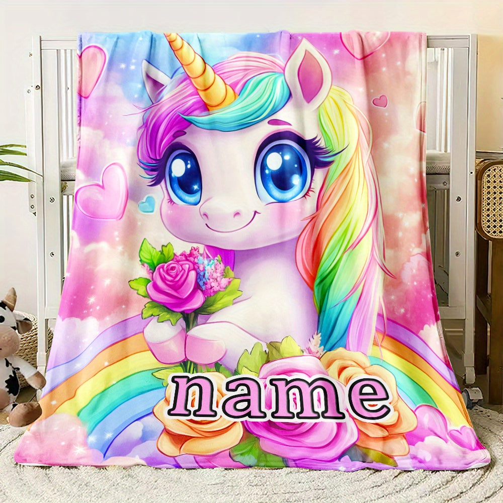 Personalized Name Mythical Creature Design Blanket - High Definition Print, Perfect for Sofa, Bed, or Travel - Custom Fleece Blanket, Soft and Cozy - Great Gift for Loved Ones.