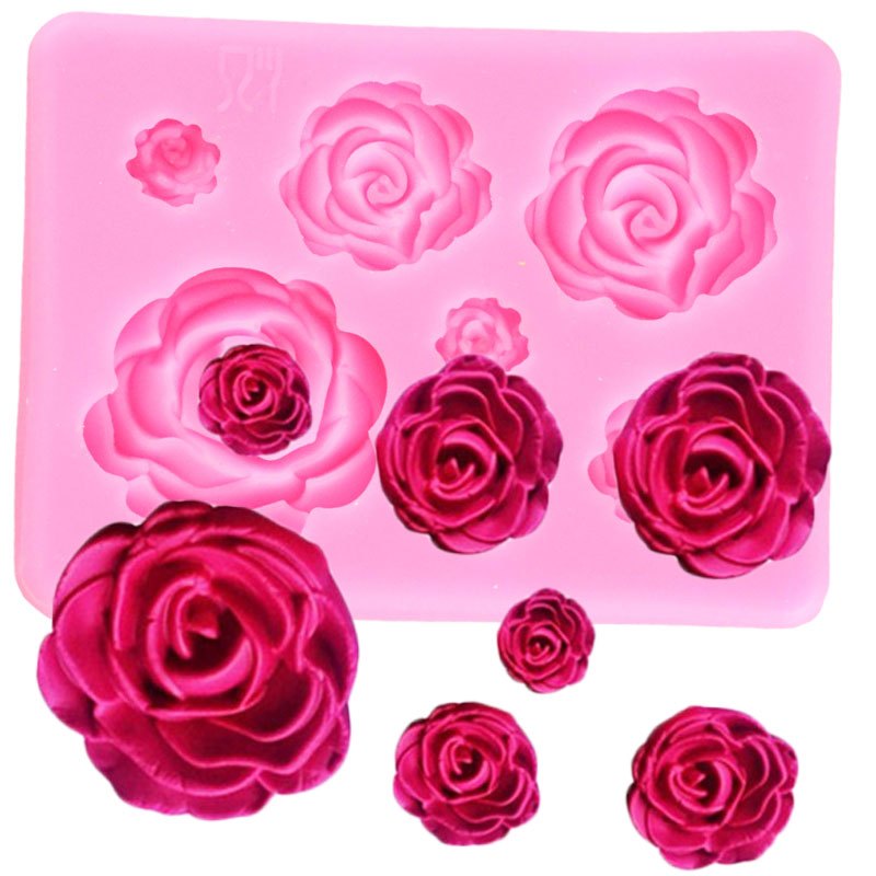 Silicone mold for one rose flower, perfect for DIY wedding cupcakes, cakes, chocolates, gummies, and candy resin.