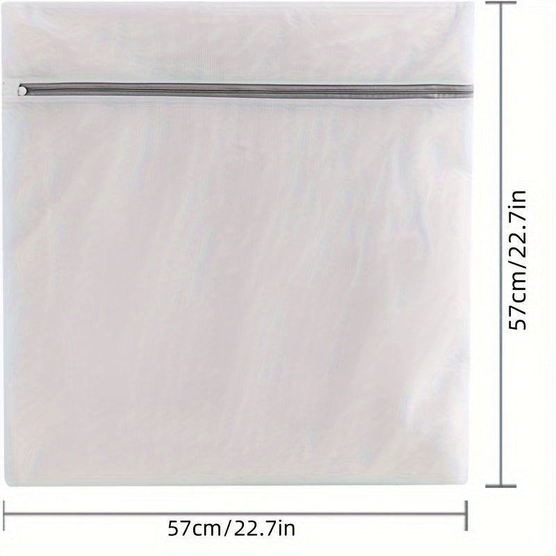 Пакет из четырех сверхбольших полиэстеровых сетчатых мешков для стирки с прочной молнией, универсальные прямоугольные мешки для деликатной стирки для колледжа, общежития и хранения - изготовлены из тканого материала, размер 57x57 см.
