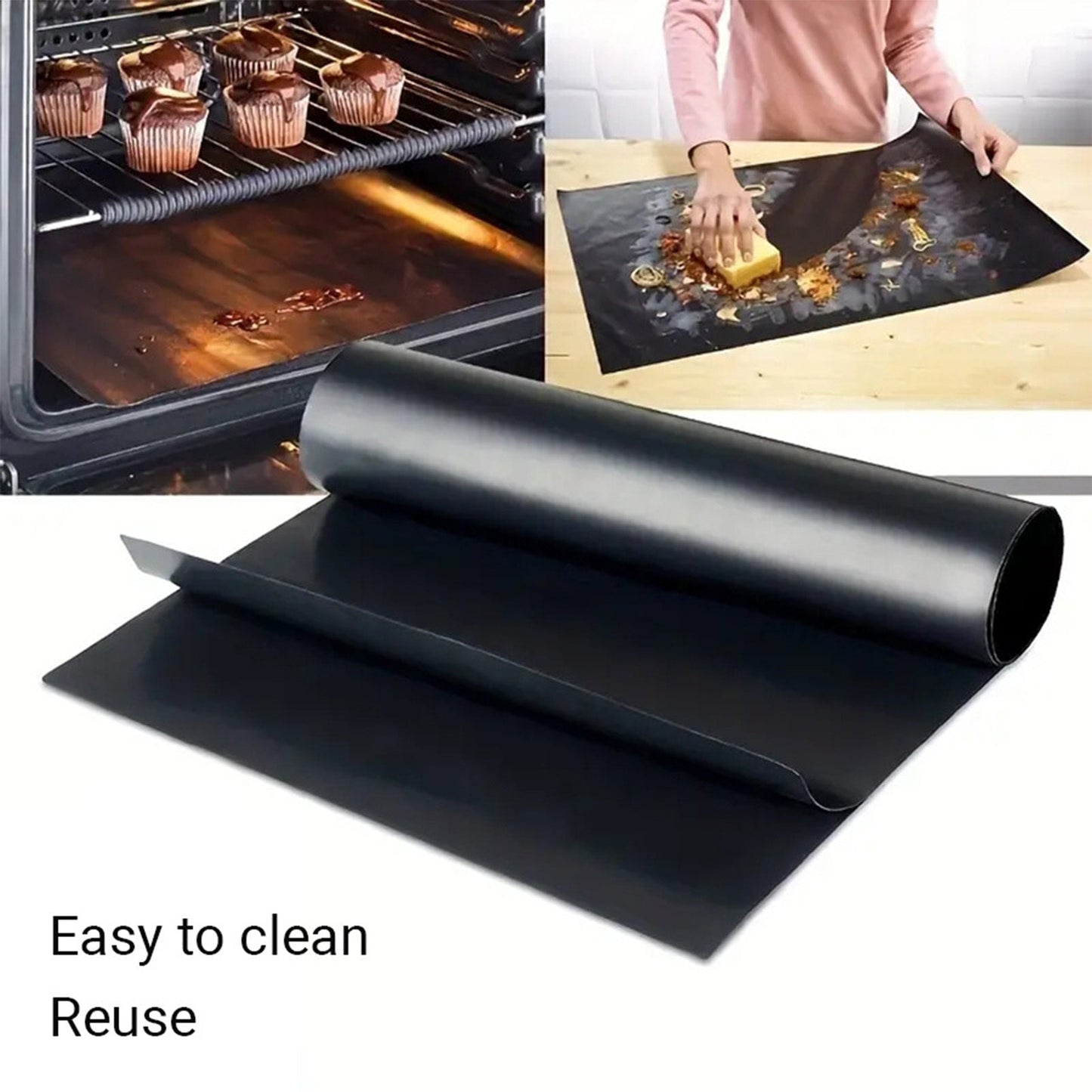 Durable Oven Mat for BBQ and Outdoor Cooking - Made of Black Fiberglass, Ideal for Microwaves and Mess-free Cooking