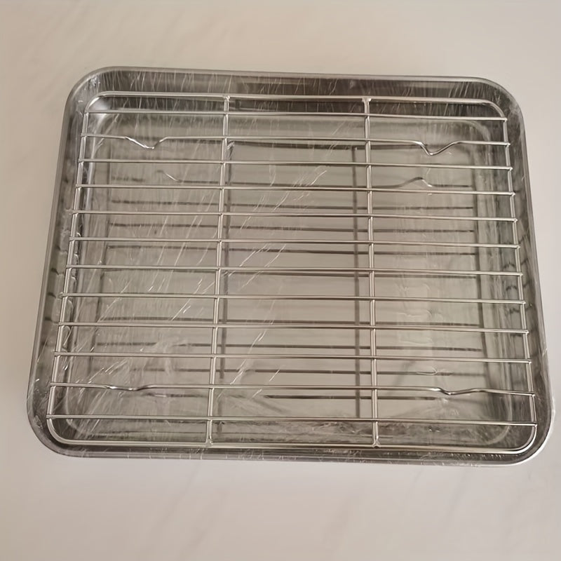 Must-Have Stainless Steel Square Plate for Steaming Rice, Vermicelli, BBQ, Disinfection, and Oil Filtering - Essential Tool for Japanese Kitchens, Drainage Plate, and Oil Filter Tray