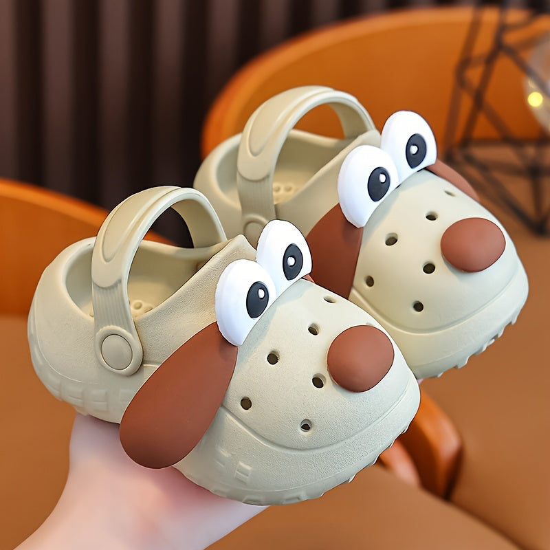 Children's cartoon dog pattern sandals, lightweight EVA shoes for toddlers, non-slip casual loafers for all seasons, suitable for boys and girls under 14. Great for the garden, beach, and