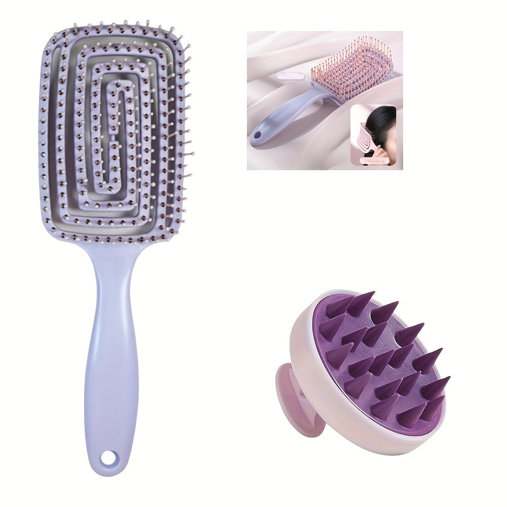 Silicone scalp massager with gentle exfoliating shampoo comb. No batteries needed, comes in 3 colors.