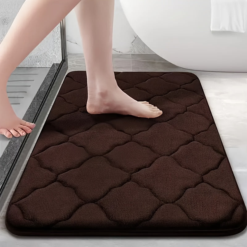 Luxuriously Soft Coral Fleece Bath Mat - Fast-Drying, Slip-Resistant, Stylish Geometric Design for Kitchen, Bathroom, Bedroom, and Living Room - Perfect for Home Décor