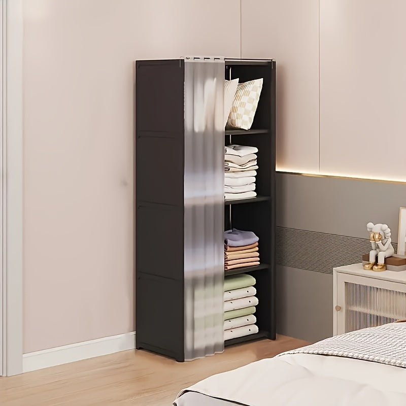 Spacious White Wardrobe with Multiple Functions - Stylish Bedroom Storage Unit with Ample Space - Versatile Coat Rack with 6 Shelves, Ideal for Living Room and Bedroom Organization