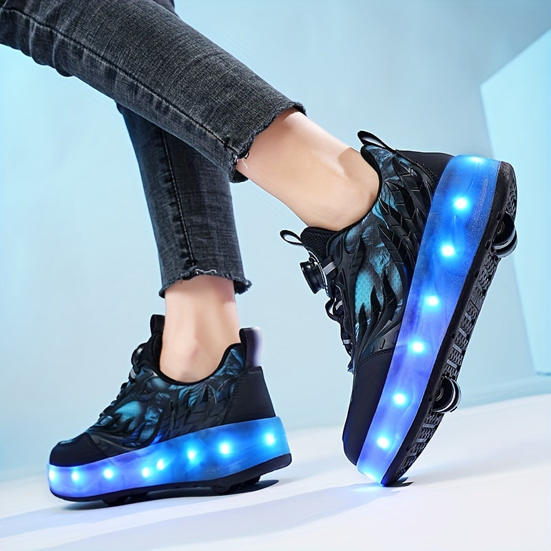 Fashion roller shoes with rotating buckle for outdoor use.