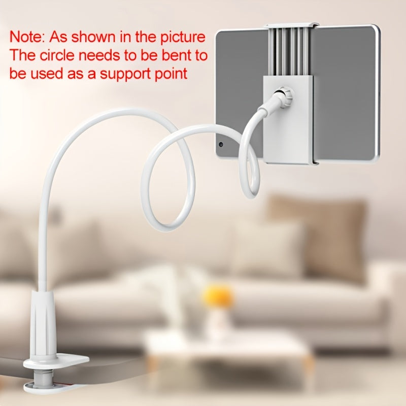 Lazy stand with spiral base for tablets and phones that rotates 360°, ideal for bedside use.