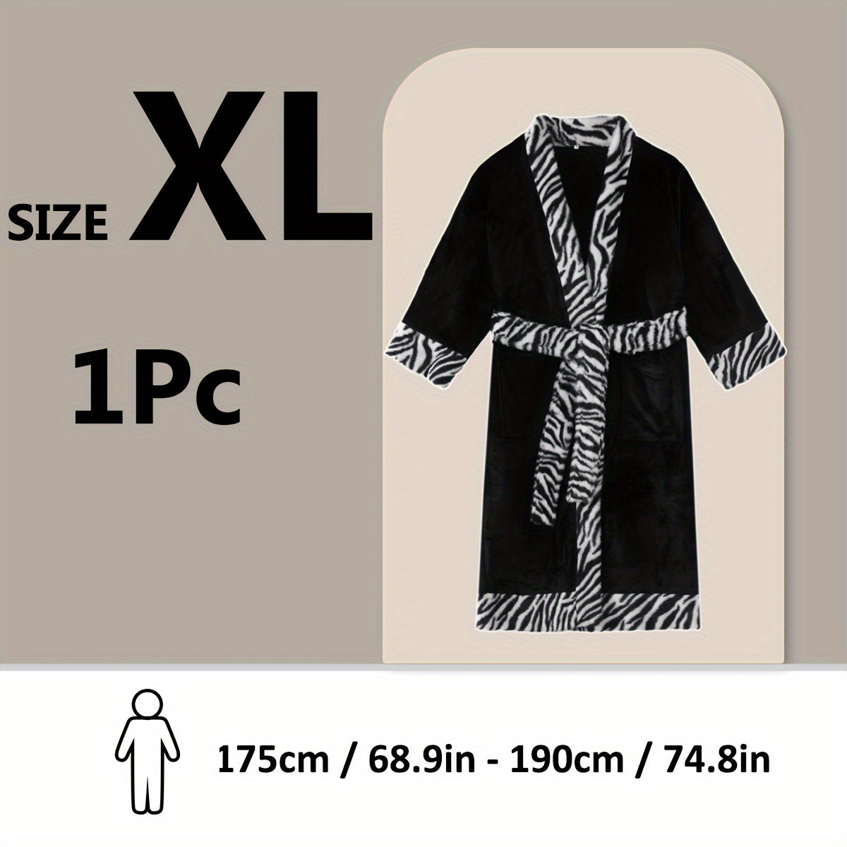 Soft unisex bathrobe with animal print trim, polyester & polyamide blend, machine washable, character themed.