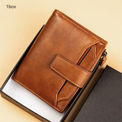 Men's Faux Leather Short Wallet with Retro Multi Card Slots