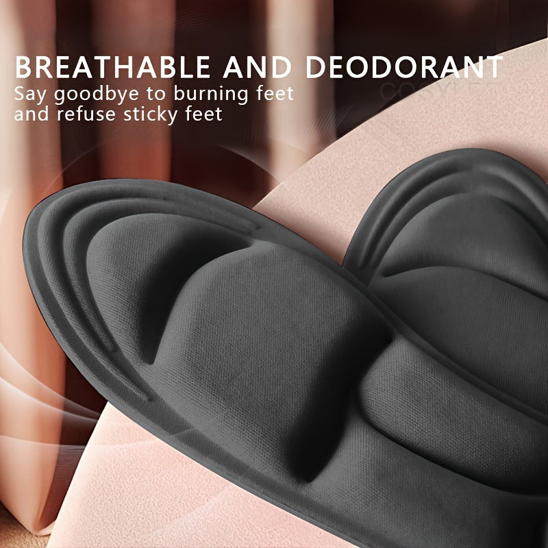 Unisex black polyester sports insoles with shock absorption, sweat absorption, and odor prevention. Lightstep Feel Comfortplus 5D technology for soft, breathable, and lightweight all-day