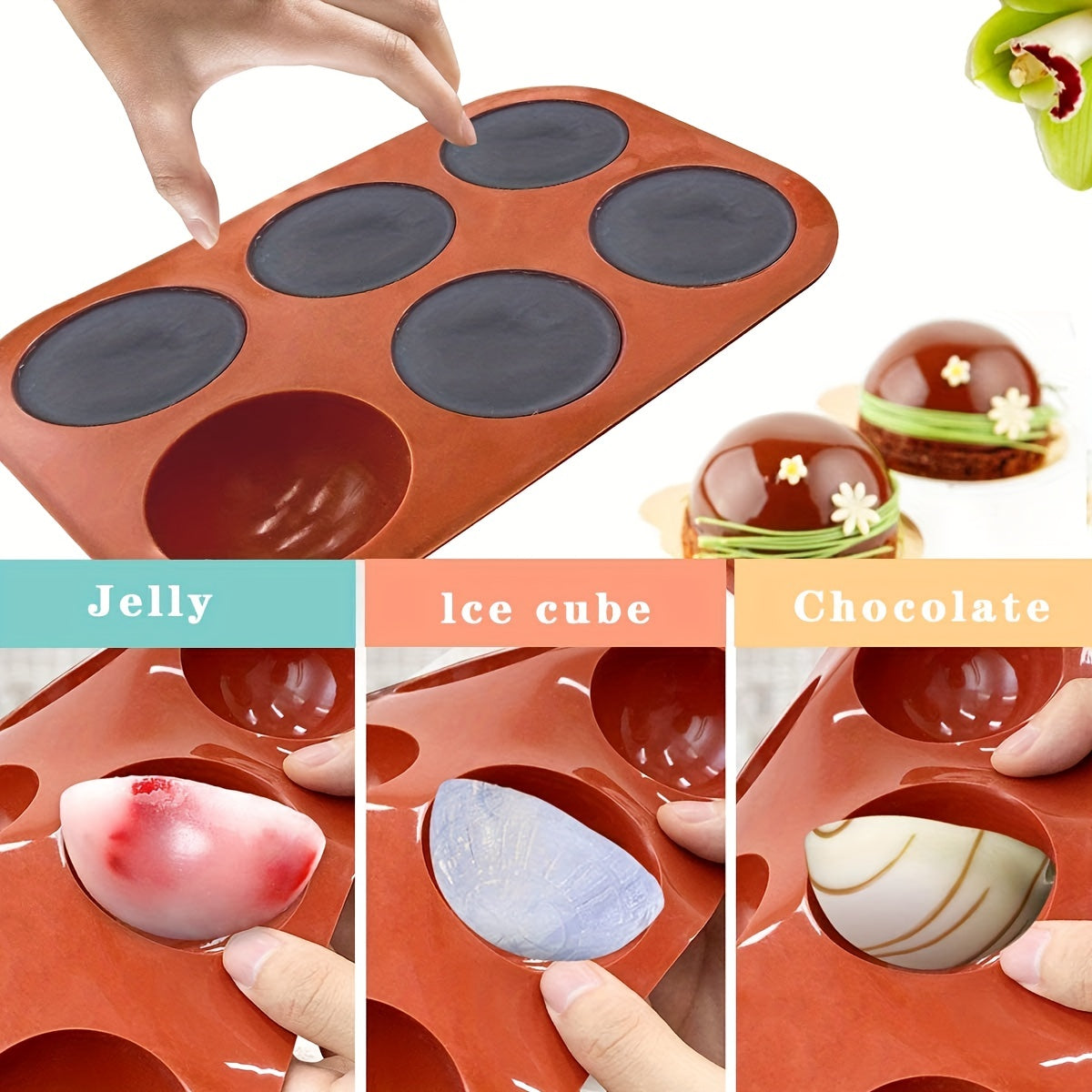 Silicone Mold with 6 Holes, Ideal for Making DIY Pudding, Chocolate, Candy, Desserts, Gummy, Handmade Soap, Polymer Clay, and Ice Cubes. Perfect for Cake Decorating and Baking Needs in the Kitchen.