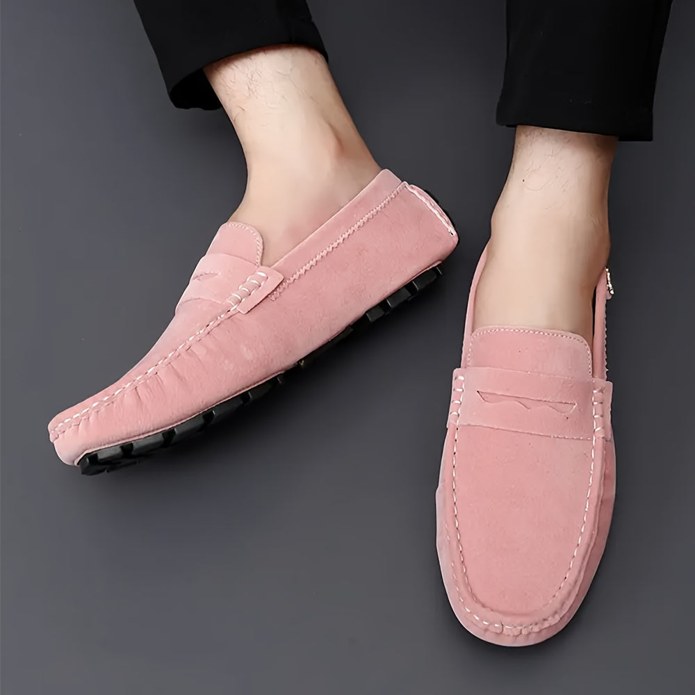 Microfiber loafers with solid color, rubber sole, and polyurethane insole for all-season comfort in casual, party, and wedding activities.