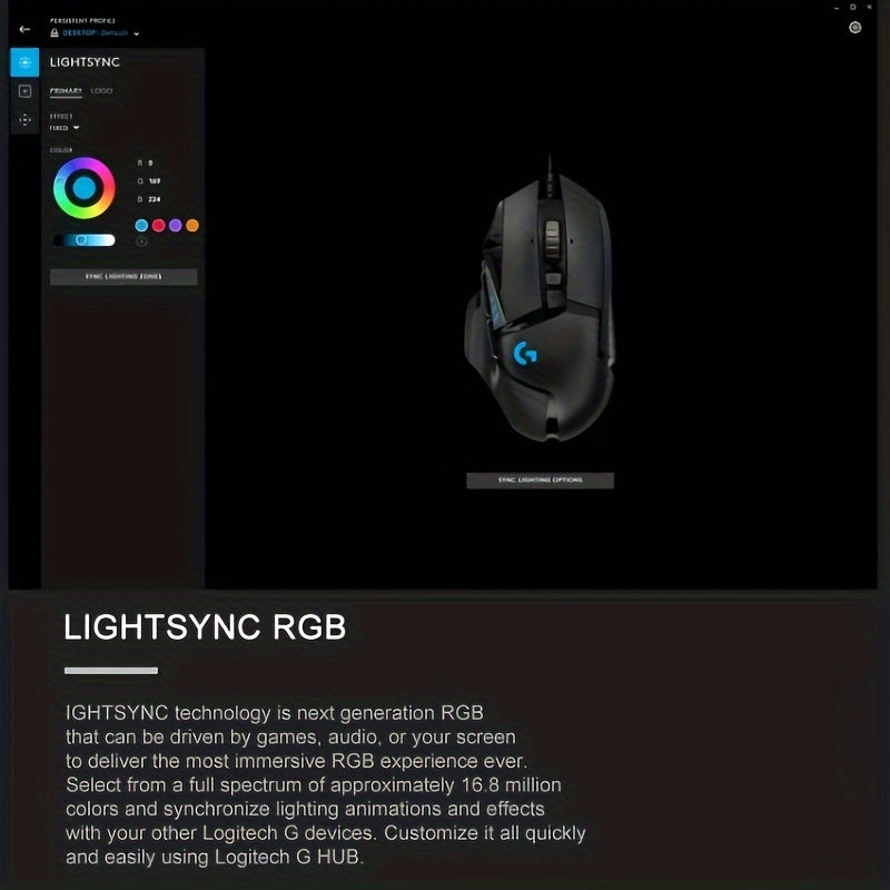 Logitech Hero Wired Gaming Mouse: Optical tracking, right-handed design, and 11 programmable buttons for PC gamers.