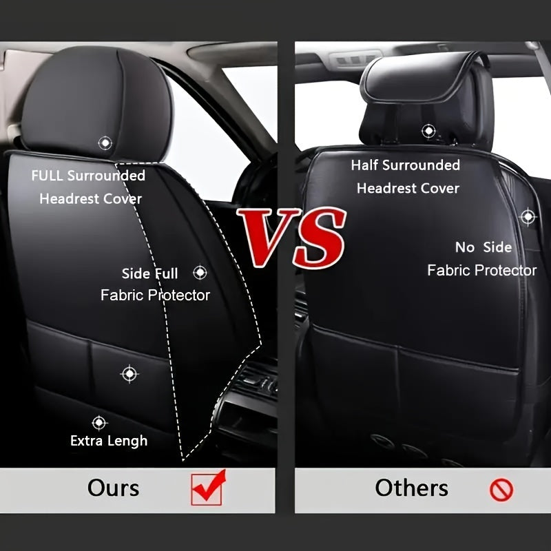 High-end 5-seat car seat cover set for SUVs and most vehicles, made of waterproof PU leather with sponge filling. Universal fit, all-season usage, easy to install, and maintenance-free.