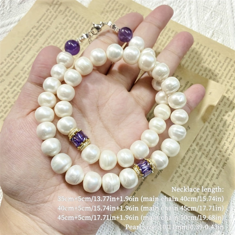 An exquisite Freshwater Pearl Necklace designed for women, featuring a timeless and elegant neutral style. Crafted from natural pearls with unique growth imperfections, this necklace comes in a beautiful gift box making it the perfect romantic gift for