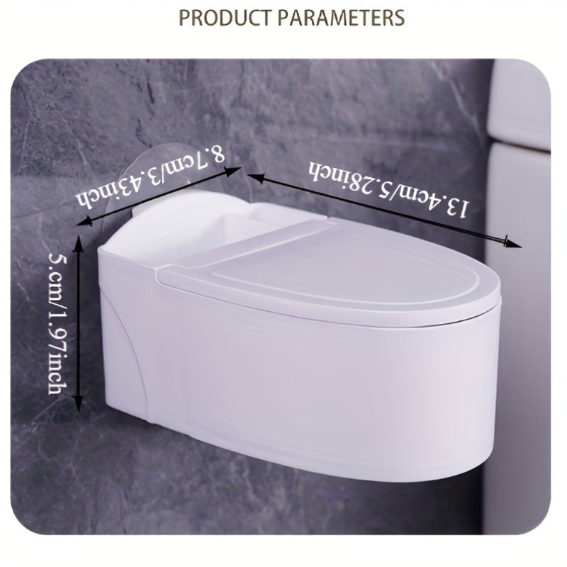 Wall-Mounted toilet ashtray with lid, plastic material, easy to clean, prevents flying ashes, ideal bathroom accessory for home.