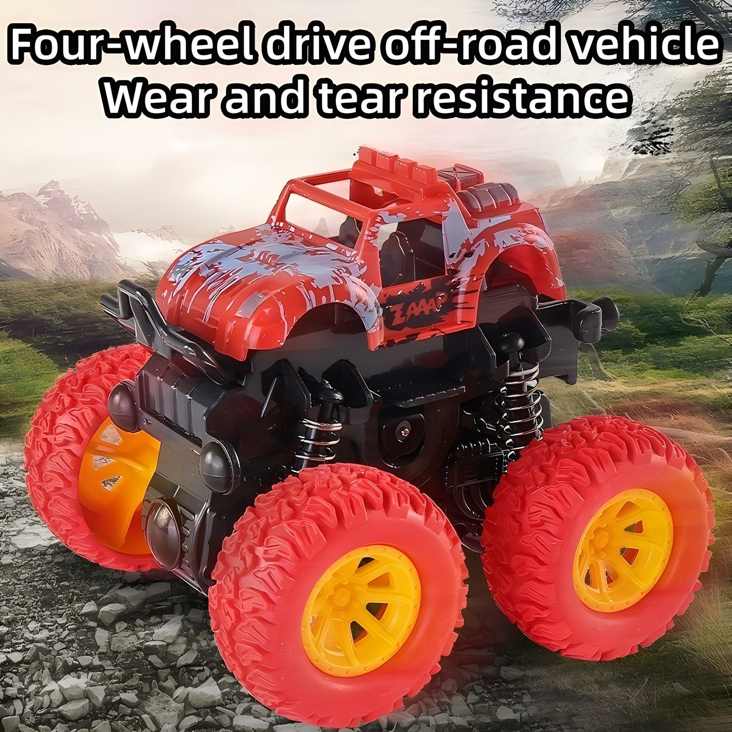 Inertia Off-Road Toy Climbing Car Model for Youngsters with Four-Wheel Drive and Random Patterns.